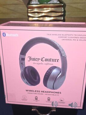Juicy Couture Black Wireless Bluetooth Headphones Rhinestone Detail Y2K NWT